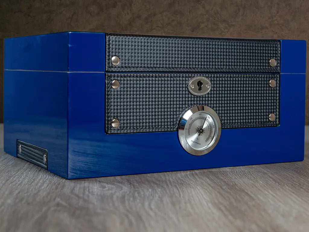 Cobalt Blue Decorative Storage Box with Glass Top – Humboldt Humidors